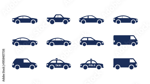 collection of various vehicle silhouettes on white background