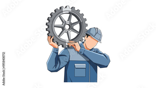 Precision and Engineering: A dedicated technician holds a metallic gear aloft, symbolizing precision, engineering, and the intricacies of industry.
