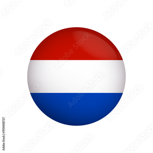 Vector Netherlands Flag Glossy Button Round Dutch National Symbol Icon