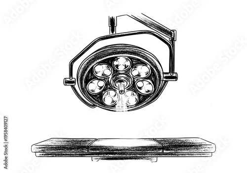 Surgical operating room light fixture illuminating a sterile examination table