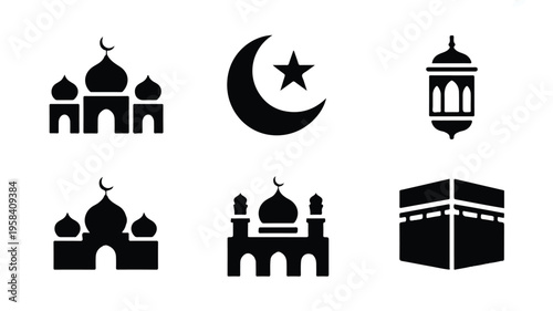 Islamic architecture and symbols  mosque lantern crescent star kaaba