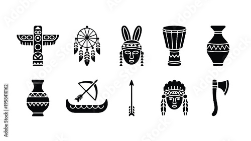 Native american cultural icons and tribal symbols