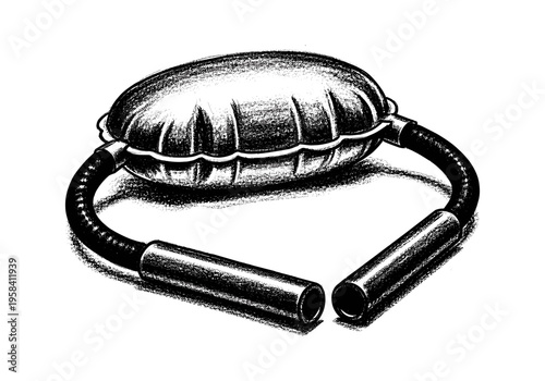 Vintage medical device for blood pressure measurement with rubber bulb and manometer