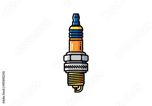 Detailed illustration of a single spark plug with a white background