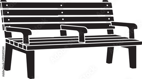 Vector black bench icon with armrests