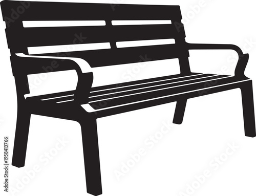 Vector black park bench icon