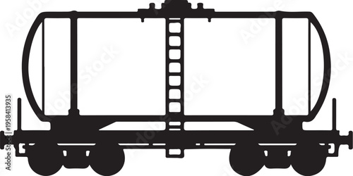 Vector black silhouette of a train tanker car