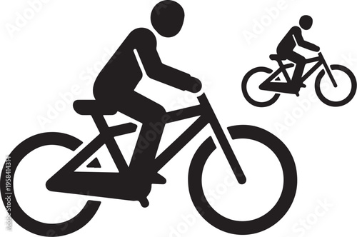 Set of 2 black bicycle rider icons vector