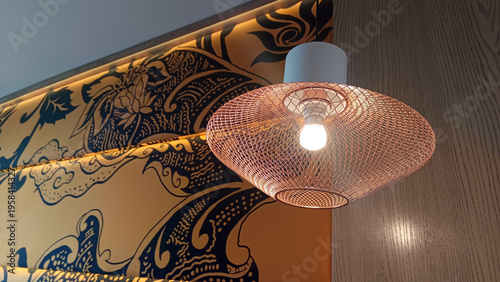 Aesthetic woven pendant lamp in the room