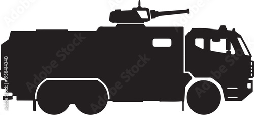 Vector military truck icon with cannon