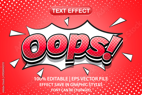 oops 3d editable text effect