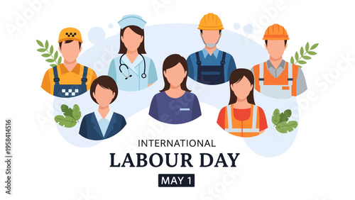 International Labour Day: Illustration of various professionals, each representing the dedication and skill that drives the world forward, a tribute to the workers who build the world.