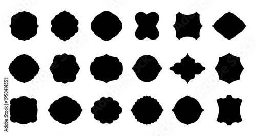 Set label and tags silhouette. Vintage and retro label, frames badges shape collections.Ornamental sale sticker.