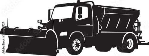 Vector snowplow truck icon, black silhouette