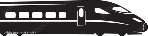 Vector black train icon, transportation symbol