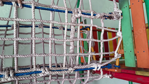 Close up of climbing rope in playground