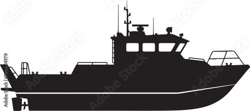 Vector silhouette of a fishing boat or tugboat