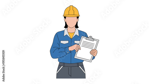 Construction Worker with Clipboard: A diligent construction worker, holding a clipboard, ready to oversee projects and manage tasks with precision.