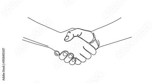 Handshake business agreement line art with continuous line