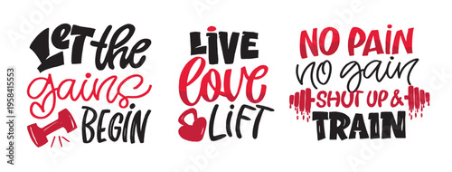 Lettering quote about Gym.100% hand drawn doodle vector file. Lettering for t-shirt design, mug print, bag print, clothes fashion. 