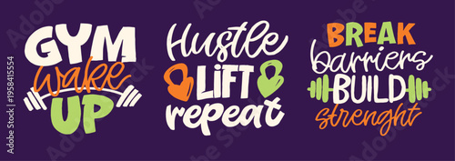 Lettering quote about Gym.100% hand drawn doodle vector file. Lettering for t-shirt design, mug print, bag print, clothes fashion. 