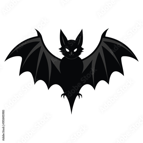 Cute cartoon bat flying at night Halloween vector illustration