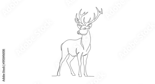 Majestic deer single line drawing elegant animal art