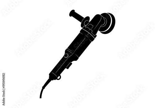 Black silhouette of a rotary polisher tool on a white background
