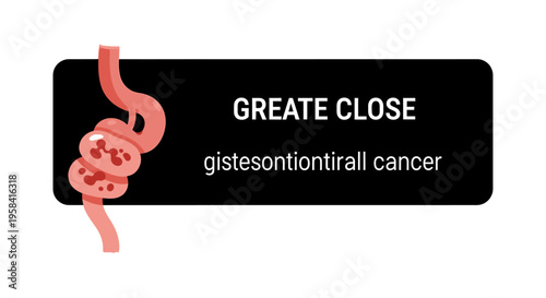 Gastrointestinal cancer medical illustration with anatomical digestive tract diagram on dark background.