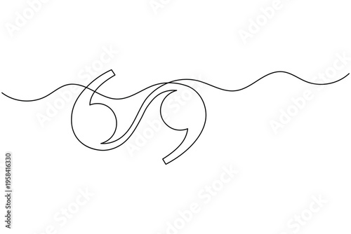 Double Quotation Marks Icon Continuous One Line Drawing Minimalist Punctuation Outline Symbol
