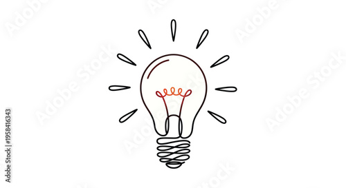 Light bulb idea symbol, single line drawing, concept of innovation