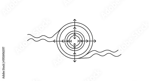 Target with arrows, single line drawing, goal and focus concept
