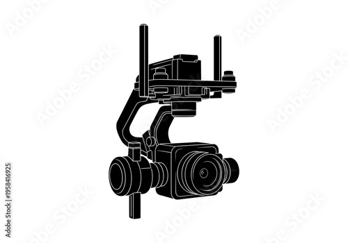 Gimbal camera stabilizer with drone mount and mounting hardware