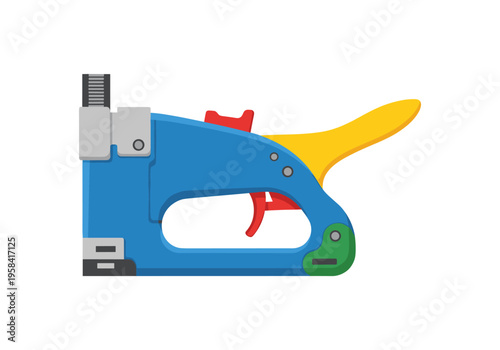 Heavy duty staple gun tool with blue body and yellow handle