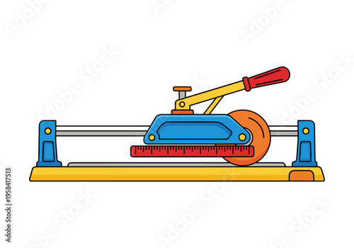 Manual tile cutter with a sharp scoring wheel and measuring guide for precise cuts