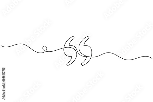Quote Mark Icon Continuous One Line Drawing Modern Communication Success Symbol Minimalist Outline Illustration