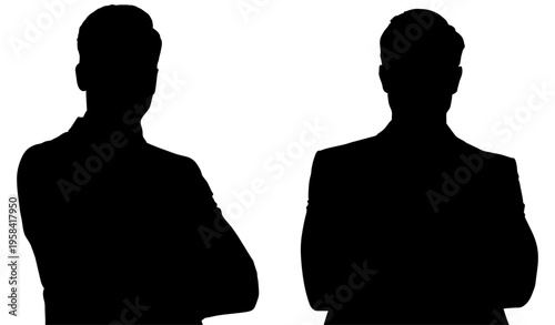 腕組みをするビジネスマンのシルエットセット