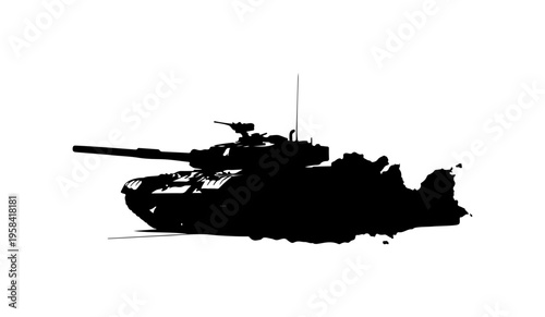 Silhouette Vector Illustration of Military Tank