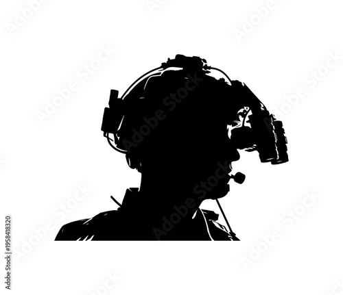 Military Operator with Night Vision Gear Silhouette