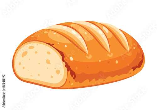 Freshly baked loaf of bread with golden crust and soft interior