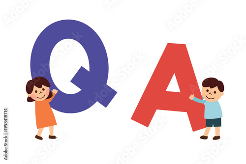 大きなqとaのアルファベットを持つ子供たち