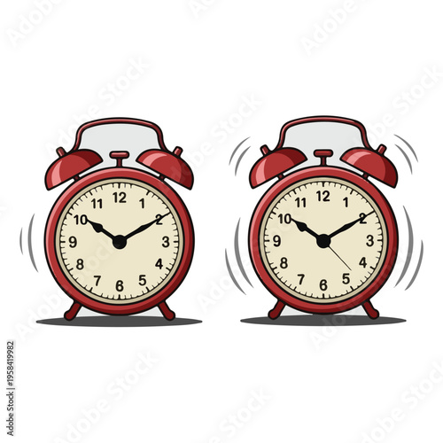 Red retro alarm clock vector illustration