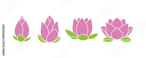 Lotus blossom icon and symbol set