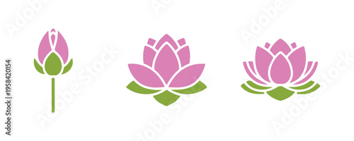 The lotus blossom's symbol and icon set
