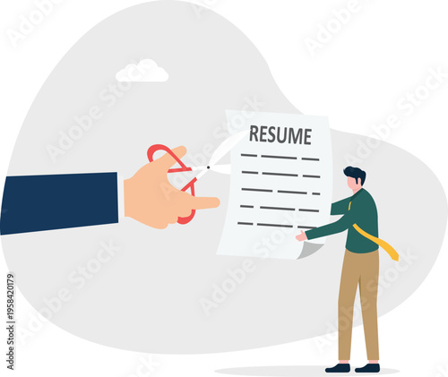 Businessman preventing his resume from being cut representing job security and career defense