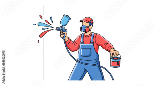 Painter at Work: A painter meticulously applies a vibrant coat of paint to a wall, showcasing skill and attention to detail. 
