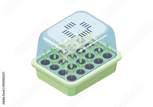 Seedling tray with clear dome lid for indoor gardening and plant propagation