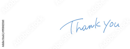 Minimal Thank You Blue Handwritten Text