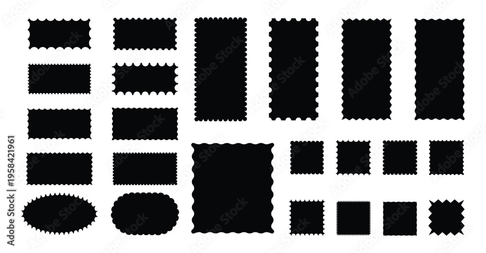Foto Set of wavy zigzag edge frames