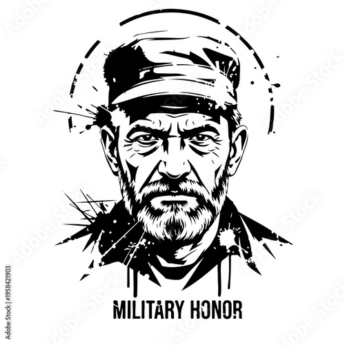 Grunge Military Honor Concept, white background
